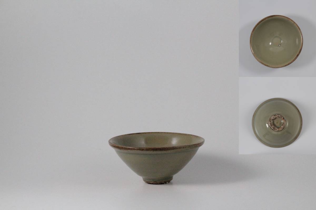 ★0051宋時代　耀州窯 青磁 刻花 斗笠碗 ★天目茶碗 茶道具 茶器 中国美術 青磁 - 唐物 Yahoo!オークション 0051宋時代 耀州窯 刻花 斗笠碗 天目