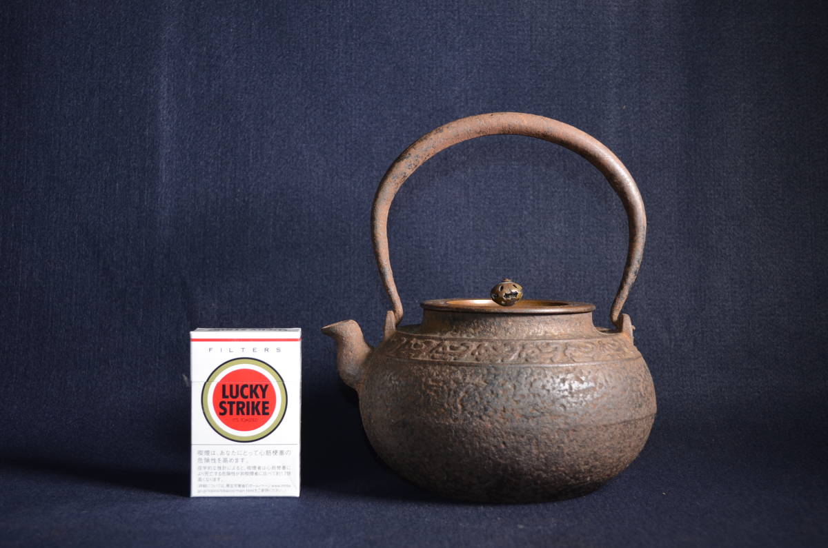 ☆鉄瓶 龍文堂 銅蓋 煎茶道具 時代物☆ 鉄瓶 煎茶道具 龍文堂造