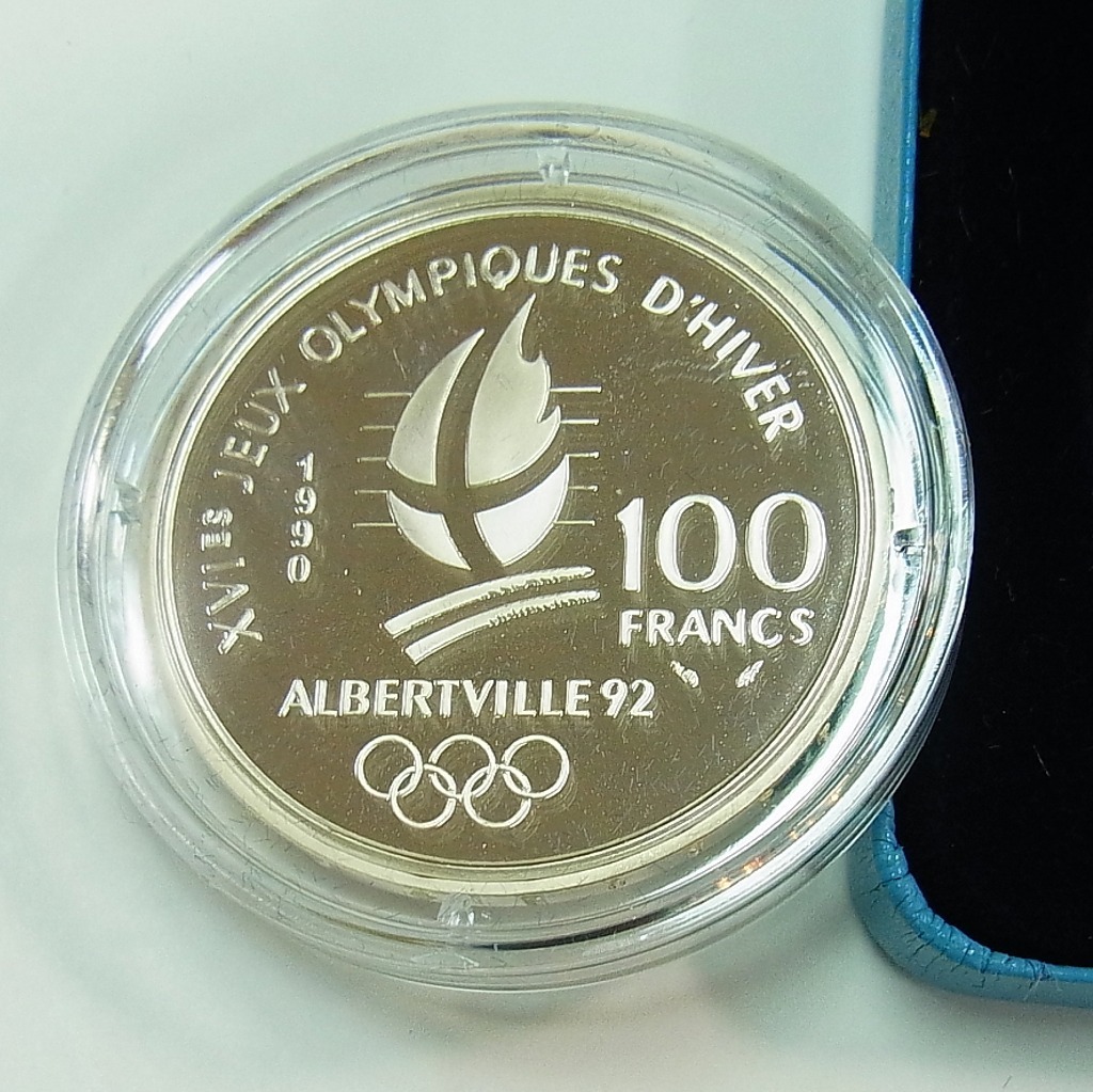1992 アルベールビル冬季五輪 100フラン銀貨 プルーフ貨幣 1992