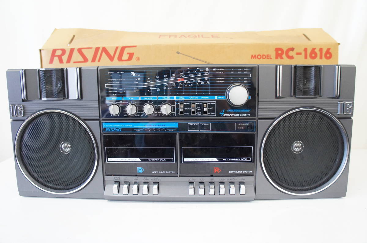 RISING RC-1616 Wカセット ラジカセ 昭和レトロ 取説付き 140 080007の 