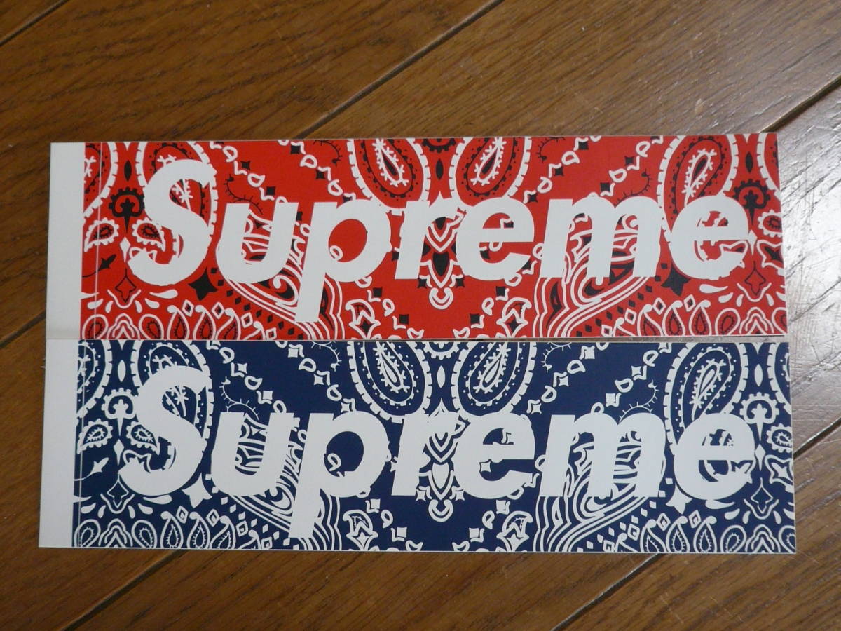 Supreme Paisley Box Logo Sticker Red＆Blue set