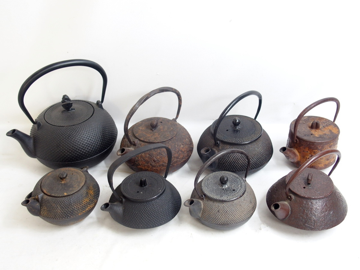 1円 南部鉄器 鉄瓶 急須 岩鋳他 茶道具 計8点 まとめて セット 霰