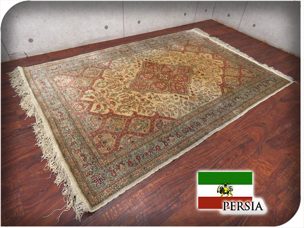 美品■ペルシャ絨毯■手織り■シルク混■イラン製■134×79■ラグ■カーペット Yahoo!オークション - persia⁄ペルシャ絨毯 最高級 シルク100％ 手織
