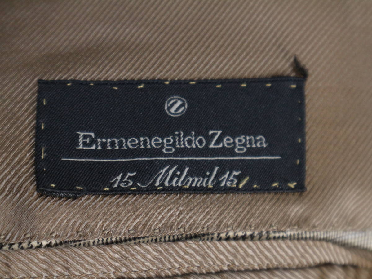 1円～【エルメネジルド ゼニア本物】スーツ/3ピース/ウール/チェック/ベージュ系【K395M エルメネジルド ゼニア cloth ウインターセール 11&frasl;8(土)～11&frasl;24(月・祝) オーダースーツのビッグ