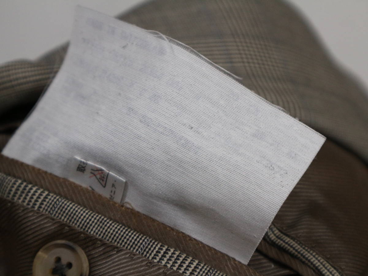 1円～【エルメネジルド ゼニア本物】スーツ/3ピース/ウール/チェック/ベージュ系【K395M エルメネジルド ゼニア cloth ウインターセール 11&frasl;8(土)～11&frasl;24(月・祝) オーダースーツのビッグ