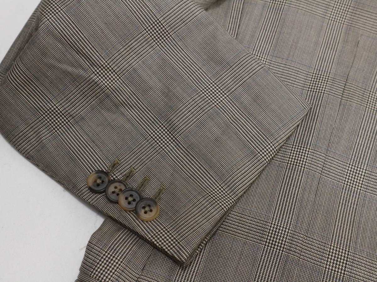 1円～【エルメネジルド ゼニア本物】スーツ/3ピース/ウール/チェック/ベージュ系【K395M エルメネジルド ゼニア cloth ウインターセール 11&frasl;8(土)～11&frasl;24(月・祝) オーダースーツのビッグ