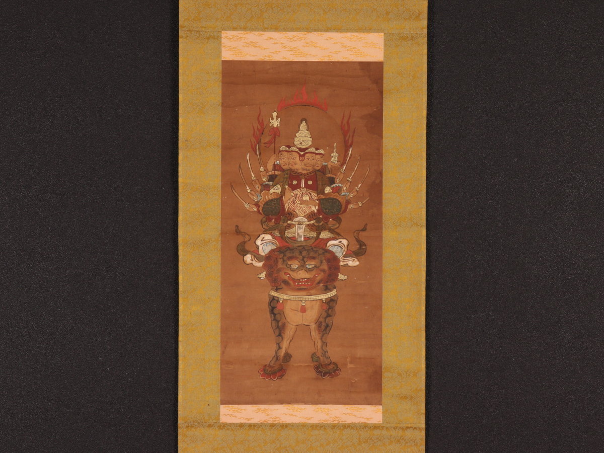 伝来】M4121 仏画 刀八毘沙門天 無落款 中国画 美術品 書 【公式通販】