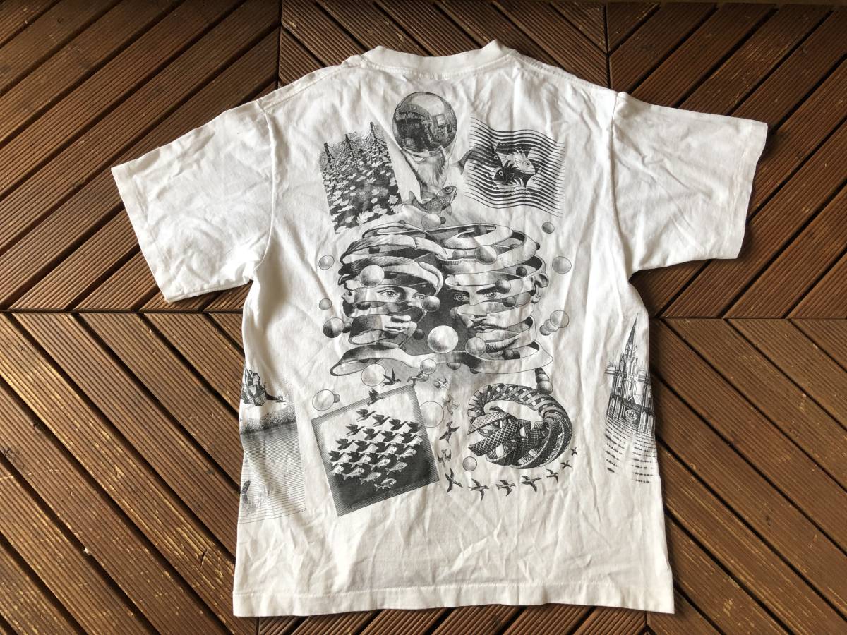 AE21 90s Tシャツ マルチプリント エッシャー アート ヴィンテージ 