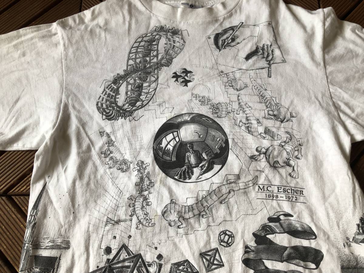 AE21 90s Tシャツ マルチプリント エッシャー アート ヴィンテージ 