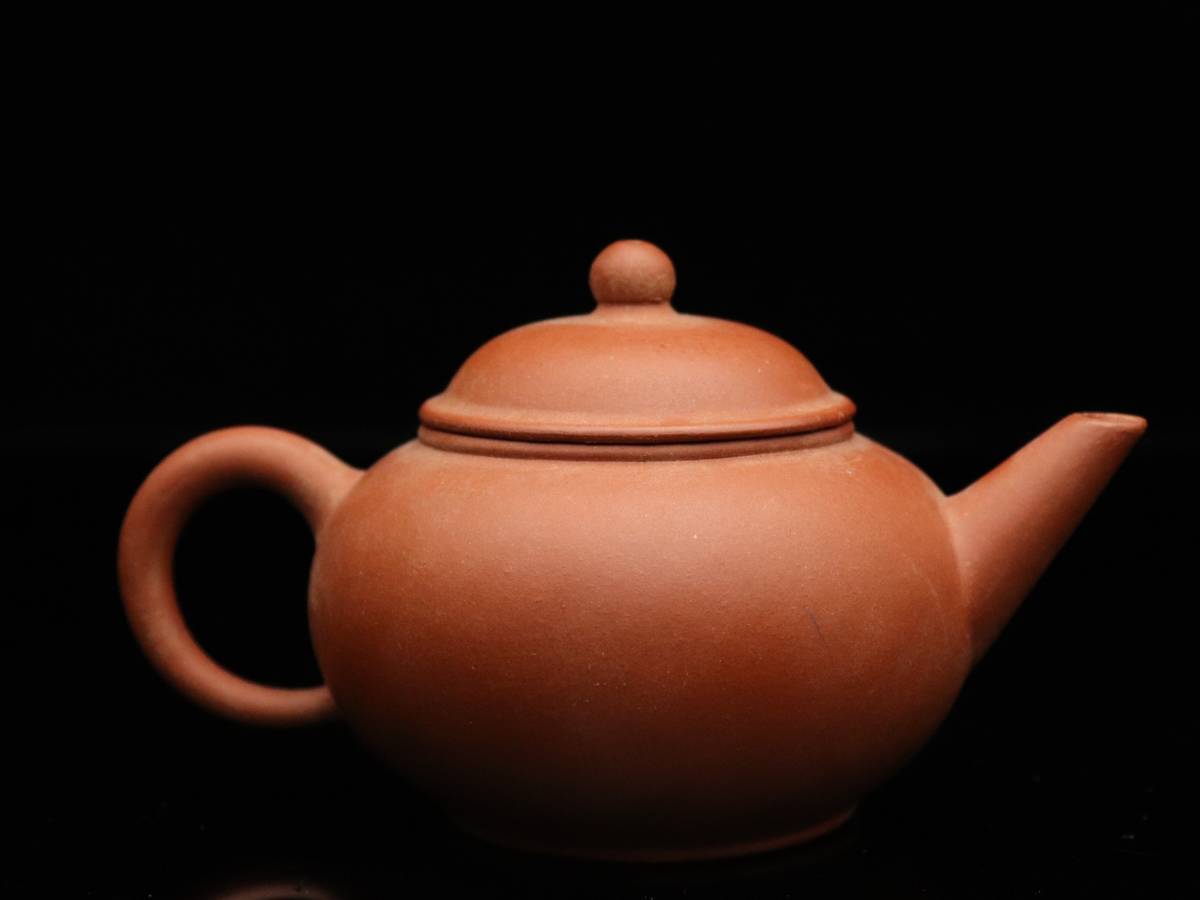 唐物 中国古玩 宜興恵孟臣製 紫砂 後手急須 朱泥 急須 煎茶