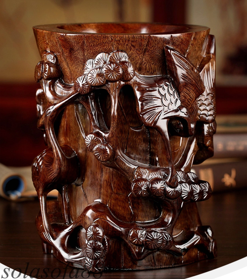 職人手作り製作 筆立て リグナムバイタ 紅木 松 ☆職人手作り製作☆ 筆