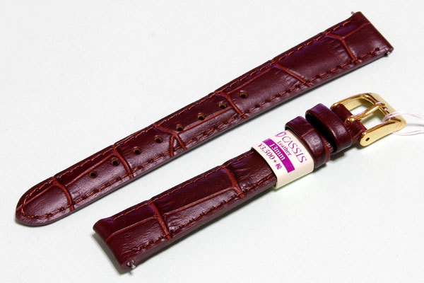 【送料無料】13mm幅 カシス AVALLON（アバロン）カーフ型押し ダークブラウン 簡単取り付けのクリッカー仕様_1