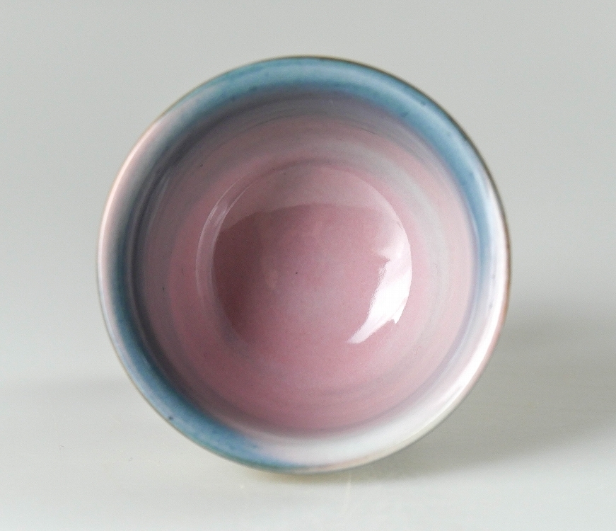 【幸】『四代徳田八十吉(順子)』造 九谷焼 リキュールグラス 共箱◆保証 酒器_3