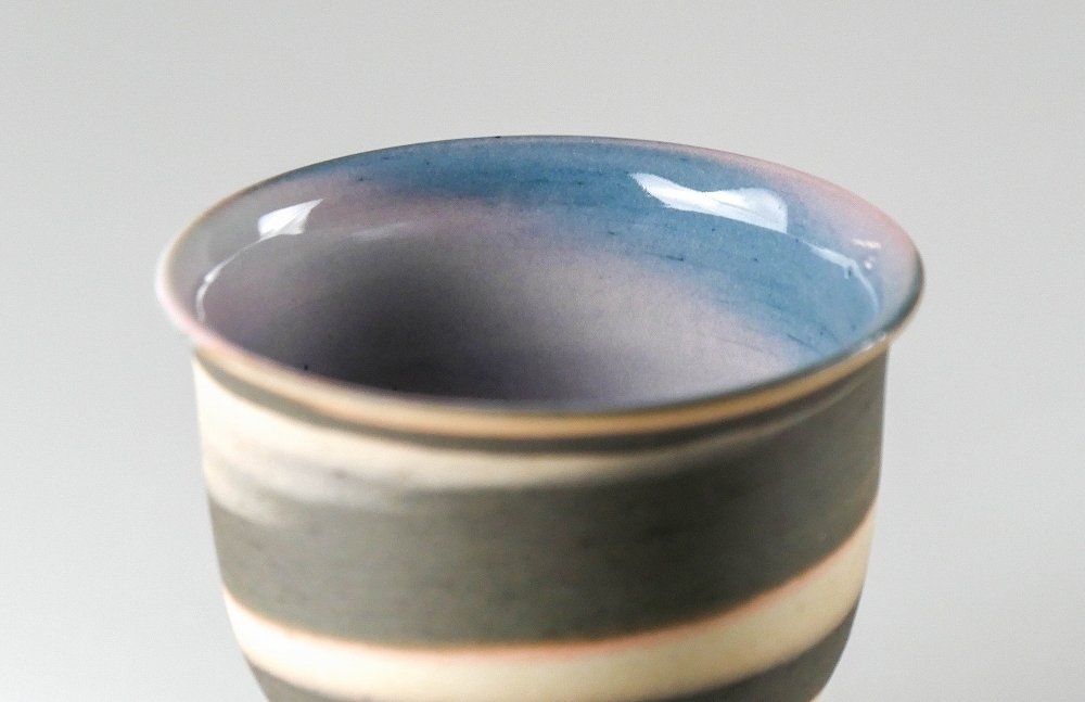 【幸】『四代徳田八十吉(順子)』造 九谷焼 リキュールグラス 共箱◆保証 酒器_5