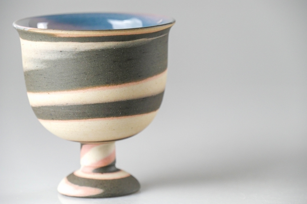 【幸】『四代徳田八十吉(順子)』造 九谷焼 リキュールグラス 共箱◆保証 酒器_6