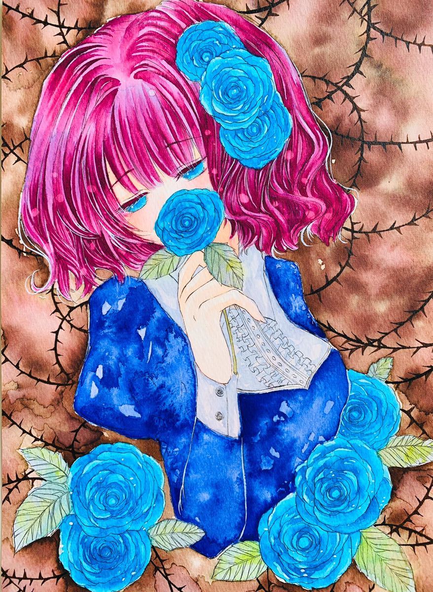 手描きイラスト オリジナル 青薔薇 B5 手描きイラスト 売買されたオークション情報 Yahooの商品情報をアーカイブ公開 オークファン Aucfan Com