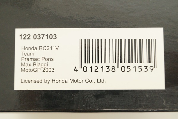 ミニチャンプス PMA 1/12 ホンダ HONDA RC211V チーム プラマック ポンス モトGP 2003 Max Biaggi #3 122037103