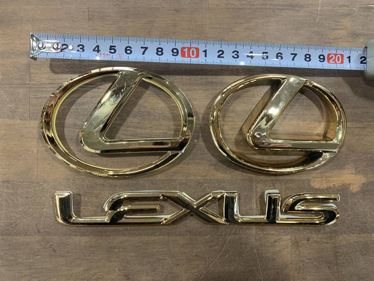 LEXUS レクサス ゴールド エンブレム 三点セット IS GS LS CT RX NX HS 