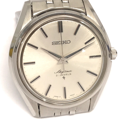 セイコー スカイライナー 6100-8000 手巻き メンズ 腕時計 稼働品 純正SSベルト SEIKO