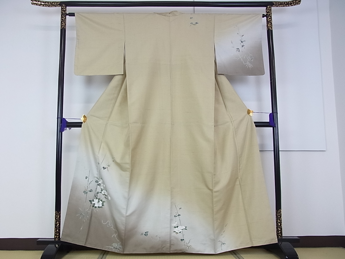 訪問着 正絹 暈し染め 着物屋こころ□訪問着 螺鈿 吉祥草花文 金銀彩