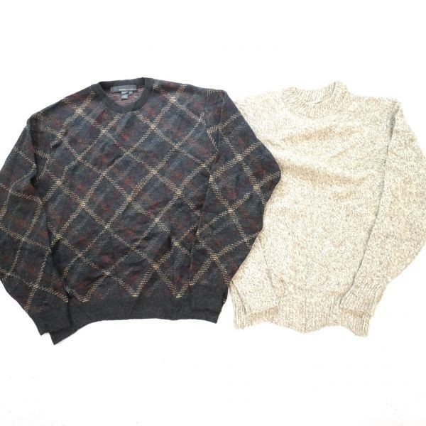◎ USA古着卸 OLD デザインウールセーター 総柄 アーガイル シェットランド (L - XL) 5枚セット まとめ売り 最落なし 1円スタート SP3649