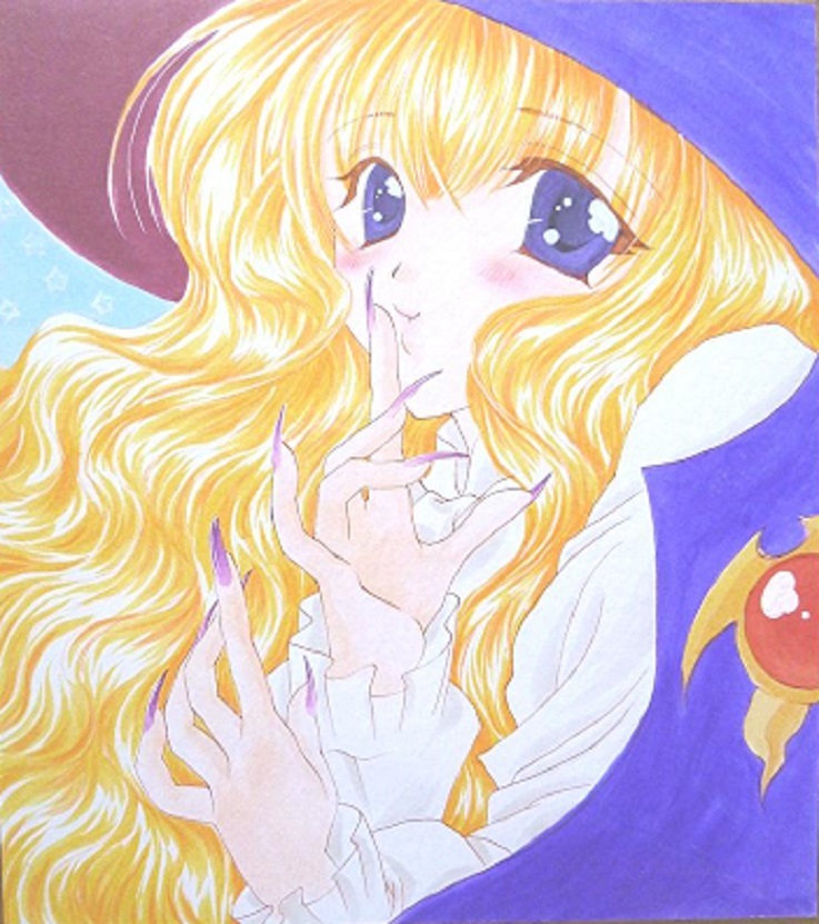 手描きイラスト色紙 ヤミと帽子と本の旅人 リリス(手描きイラスト