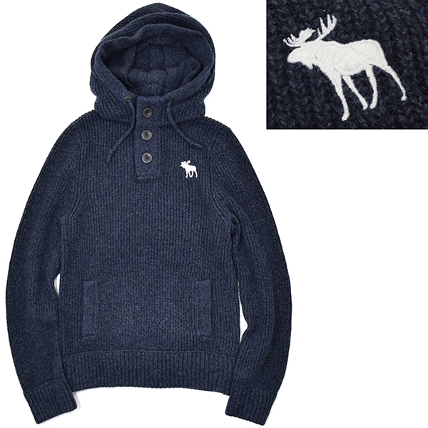 品質保証，お得 正規品 アバクロ A&F Abercrombie & Fitch アルパカ混 肉厚ウール リブ編み ニットパーカー プルオーバー L トナカイ刺繍(その他)｜売買されたオークション情報、yahooの商品情報をアーカイブ 男性用