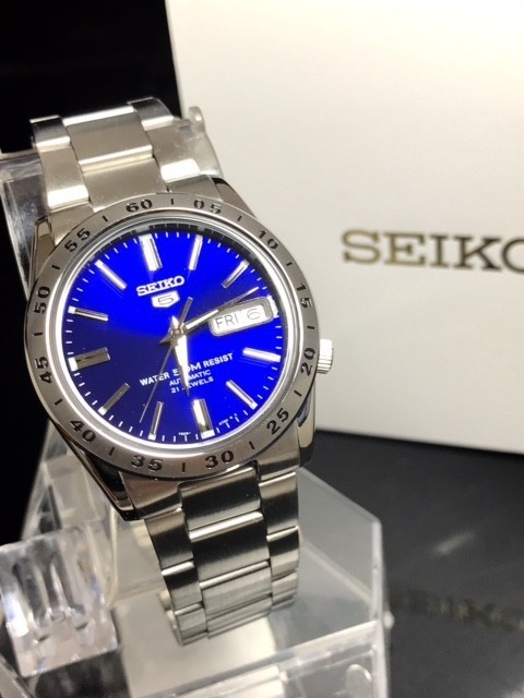 新品 SEIKO 5 セイコー5 自動巻き 腕時計 正規品腕時計 日本未発売モデル ブルー タキメーター メンズ