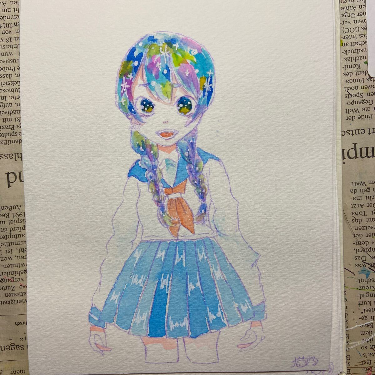 オリジナル手描き原画イラスト みつあみっこ 手描きイラスト 売買されたオークション情報 Yahooの商品情報をアーカイブ公開 オークファン Aucfan Com