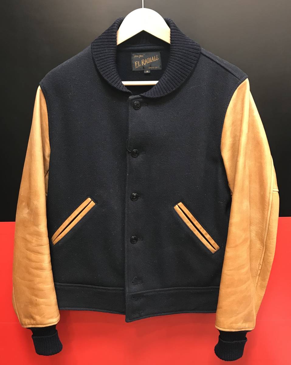 RADIALL サイズ38 メンズジャケット スタジャン ネイビー ウール 合皮