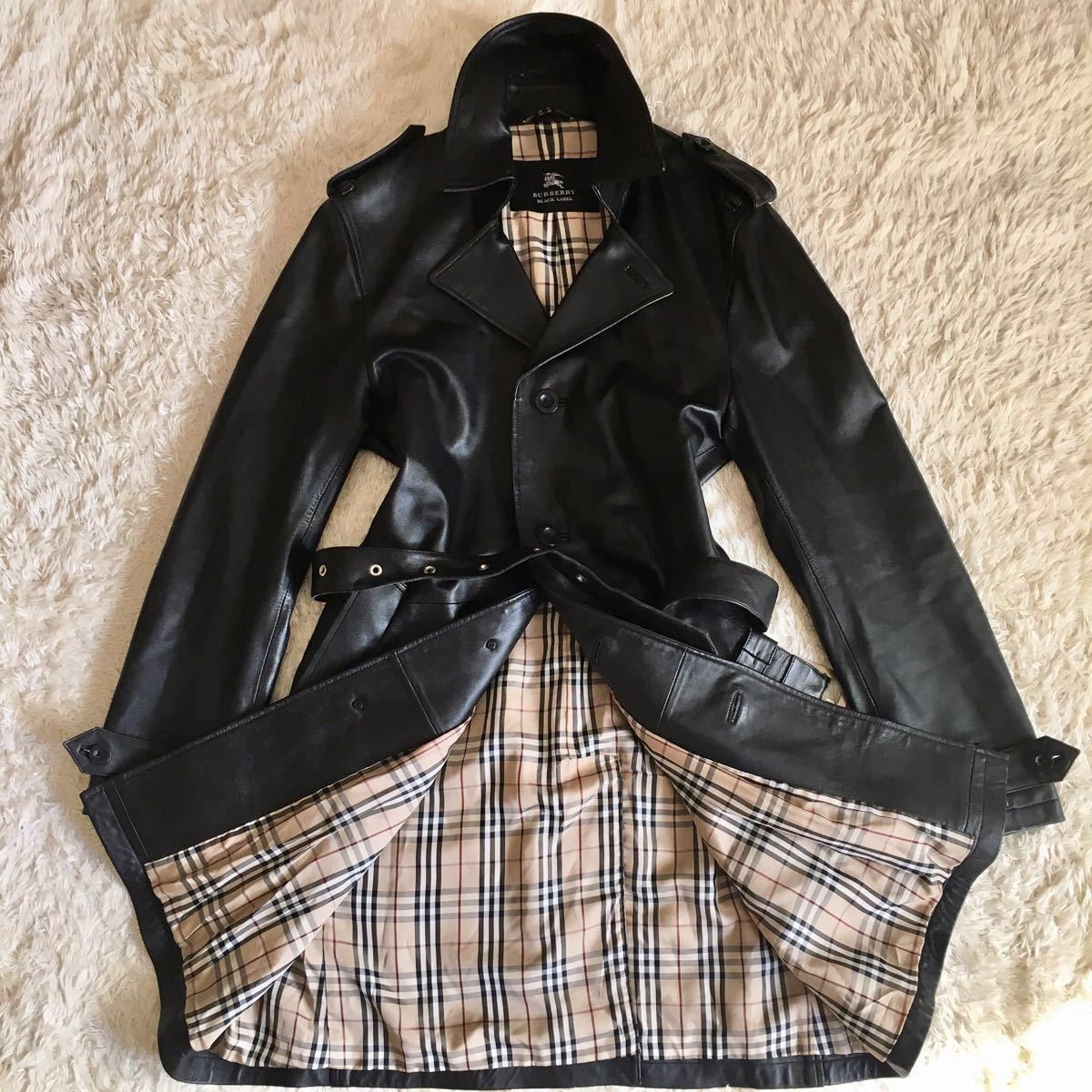 名作】バーバリーレザートレンチコート Burberry シープレザー