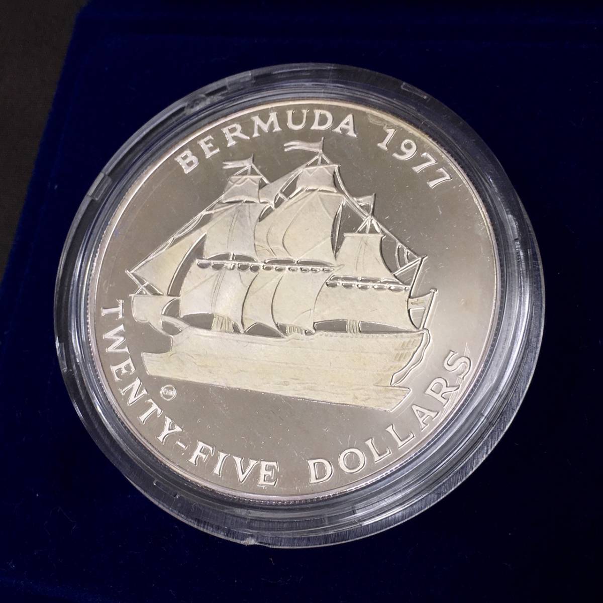 ◇バミューダ 1977年 25ドル銀貨☆プルーフ エリザベスⅡ 戴冠25周年