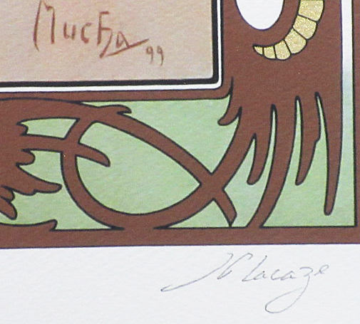 □ミュシャ 【四つの時の流れ 朝の目覚め】 シルクスクリーン 直筆