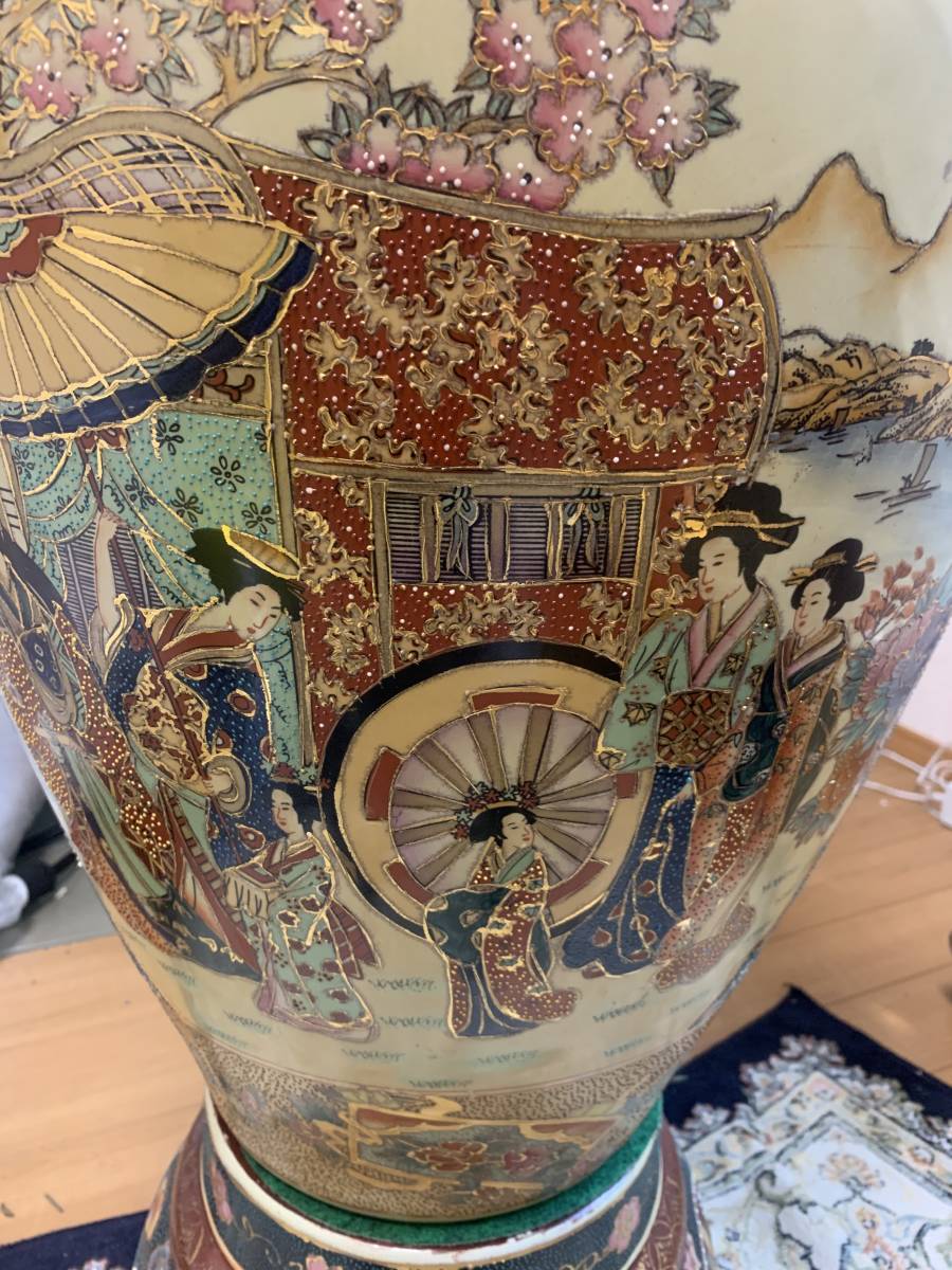 薩摩風 飾り壺 花瓶 特大サイズ 約125cm□沈香壺 飾り三段壺