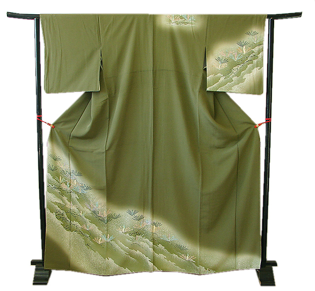 時代屋 裄71.2cm ロング寸 極上縮緬地 本加工染 附下げ 訪問着 正絹