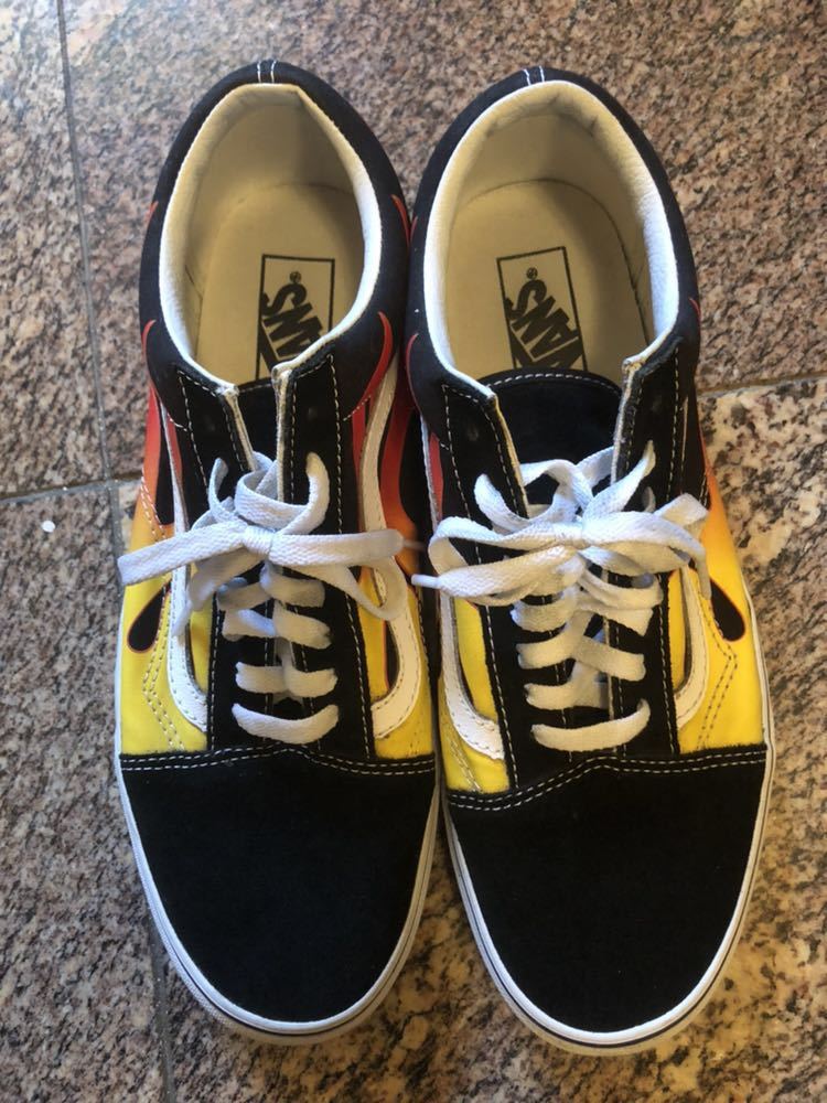 中古★1円～★最落無し★US正規 Vans Flame Old Skool US10.5 28.5cm Black Yellow Red バンズ オールドスクール フレーム