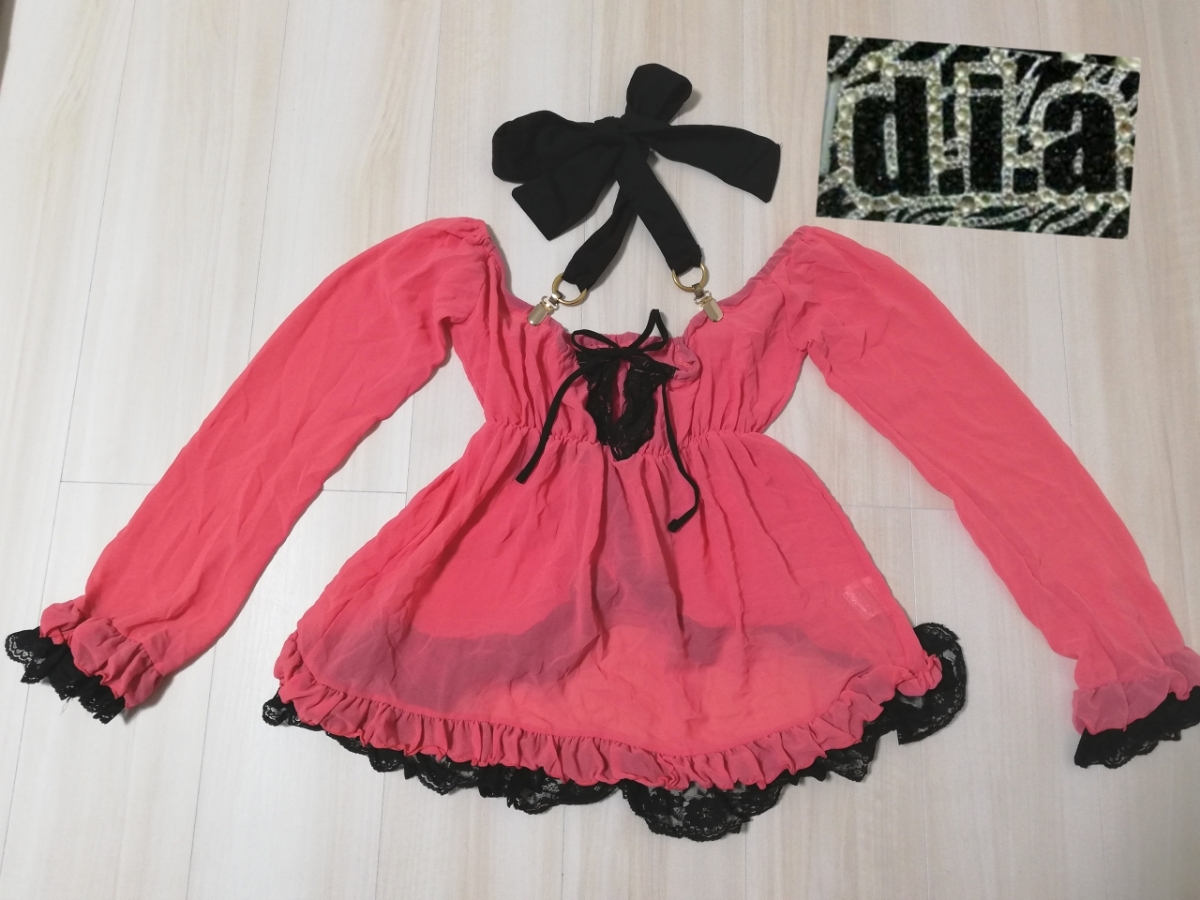 d.i.a ホルターネック トップス レディース ギャル服 レース ピンク 