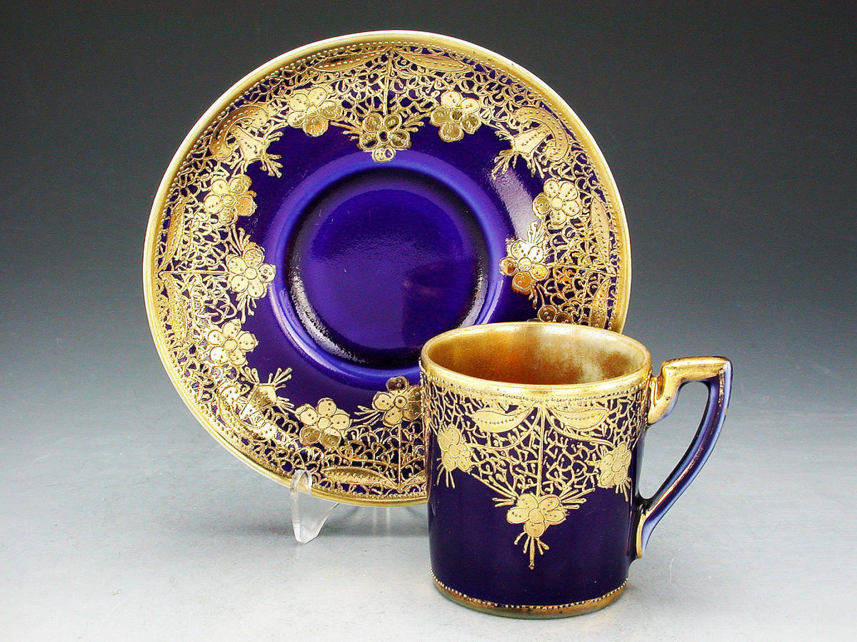 オールドノリタケ大銘品!! オールドノリタケ・金盛上藍華装飾紋 オールドノリタケ大銘品!! オールドノリタケ・金盛上藍華装飾紋