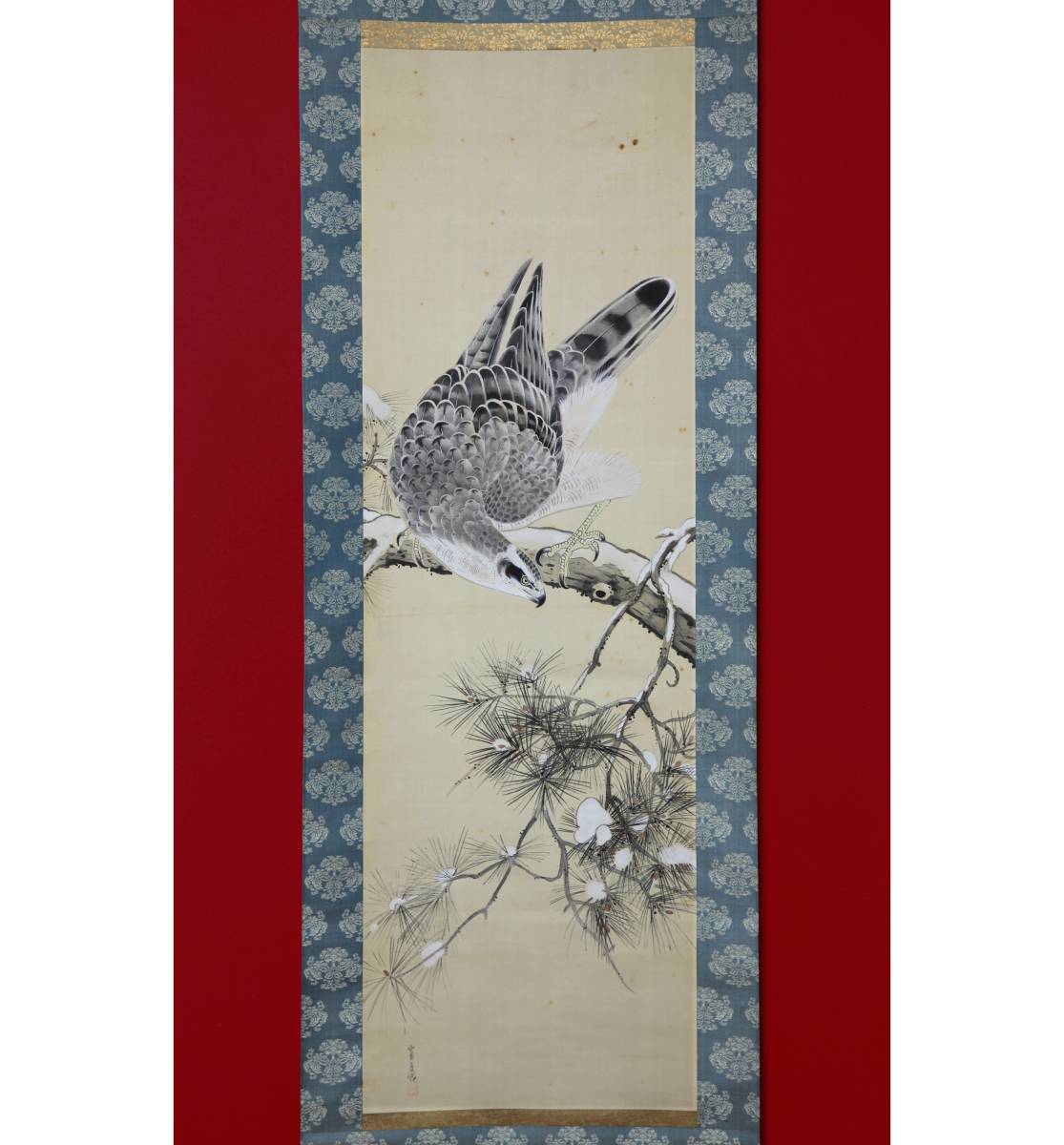 真作】掛軸 立脇泰山 「紅葉小禽図」 兵庫新温泉町 花鳥画 絹本 【公式