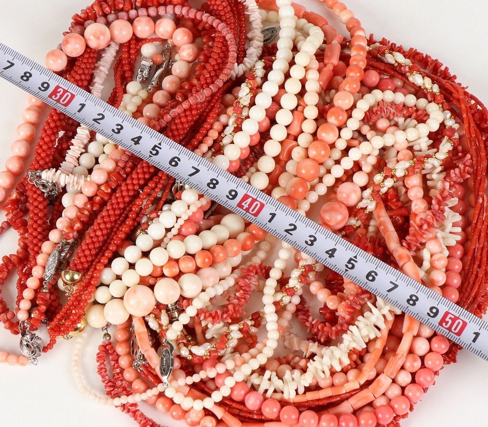 □天然本珊瑚 ネッツクレス まとめて 約749g□ 本珊瑚 C1248 ジャンク