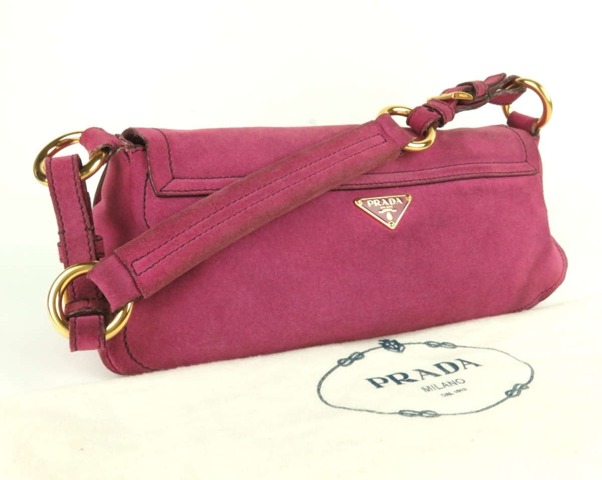 正規品 PRADA プラダ ハンドバッグ スエード レザー ピンク系 