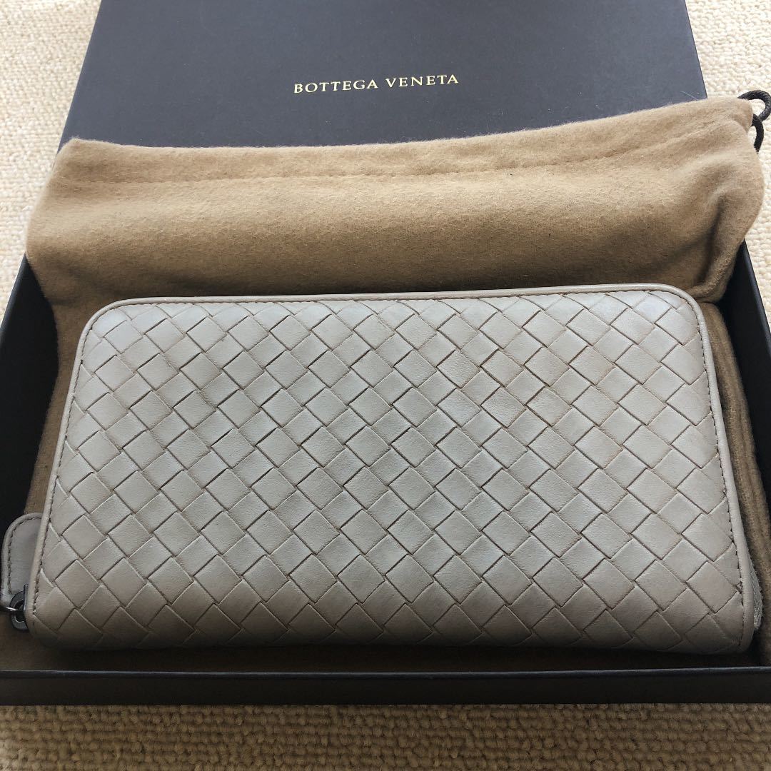 高品質，新作 1円スタート状態良好 正規品BOTTEGA VENETA 長財布 男女兼用 イントレチャート ボッテガヴェネタ ラウンドファスナー グレージュ系(財布)｜売買されたオークション情報、yahooの商品情報をアー 男性用