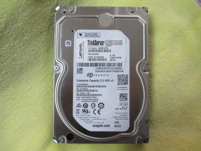 ♪Seagate☆録画用HDD☆4TB☆ST4000NM0035 03X4440 LENOVO☆中古品