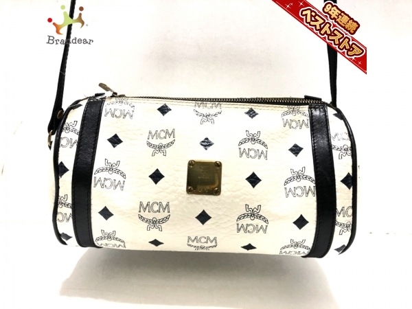 エムシーエム MCM ショルダーバッグ 合皮 白×黒 バッグ かばん、バッグ