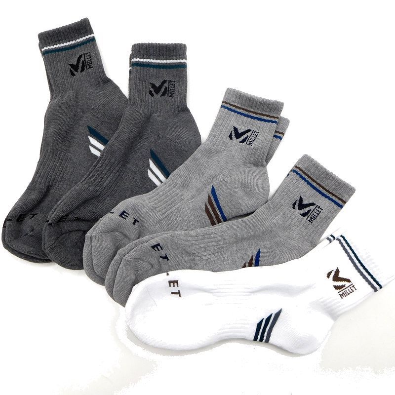 ベスト商品 MILLET ミレー フランス発アウトドアブランド 5P SOCK 5足組 ロゴ入り ショート丈 ソックス 靴下 灰×緑 白×緑 灰×青  26▲044▼o0224_02
