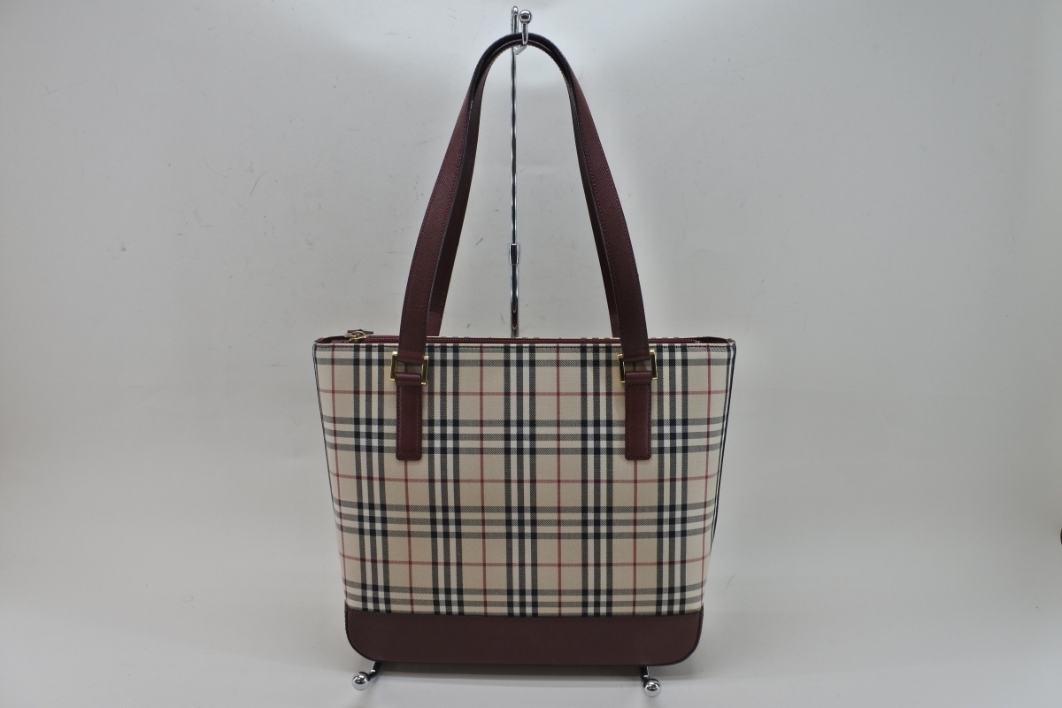 ノバチェック バーバリー BURBERRY トートバッグ 本物 美品バーバリー 