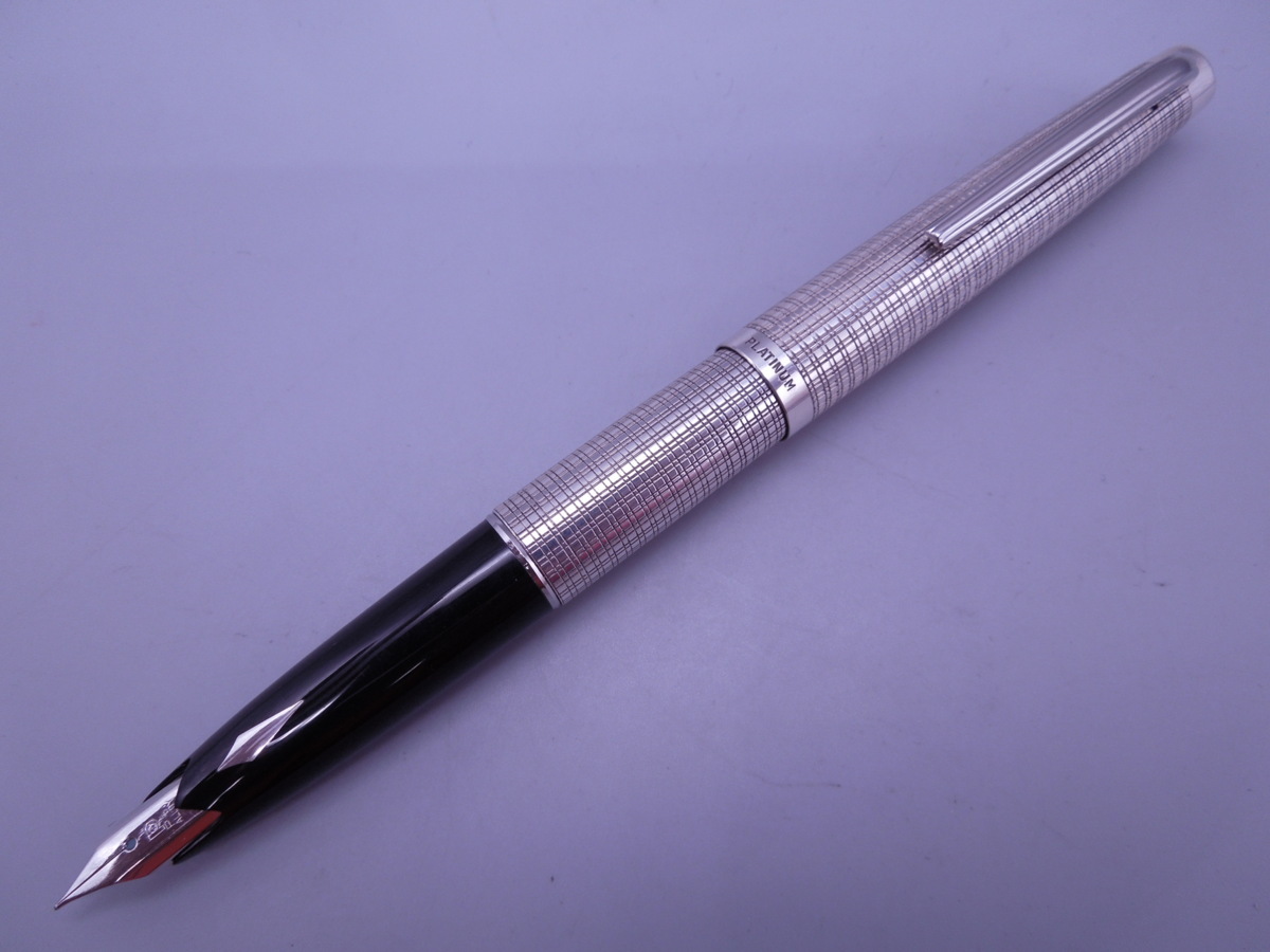 美品 PLATINUM プラチナ 万年筆 スターリングシルバー Pt ALLOYペン先 中字_2