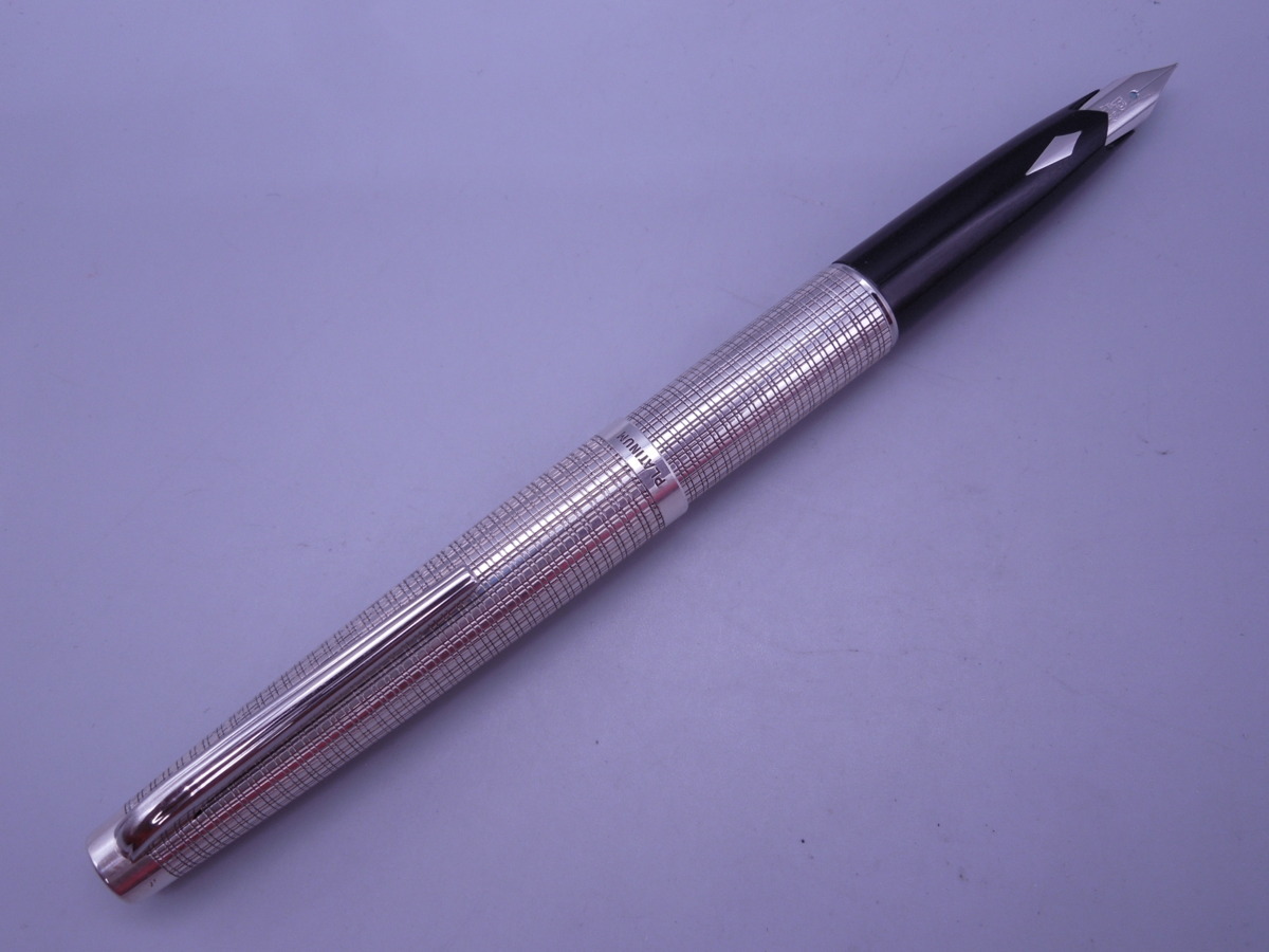 美品 PLATINUM プラチナ 万年筆 スターリングシルバー Pt ALLOYペン先 中字_3