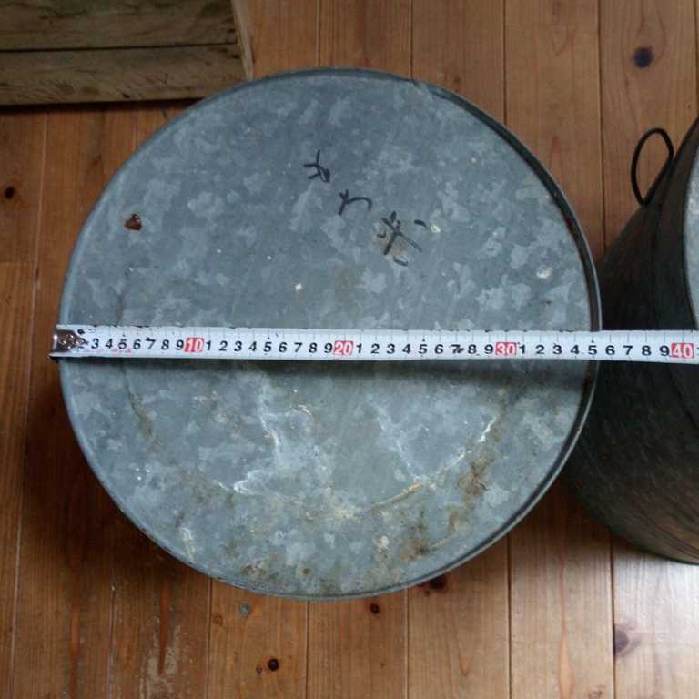 ブリキ缶　2個セット　②　サビ少ない　凹み　　収納　スタッキング　アンティーク_3