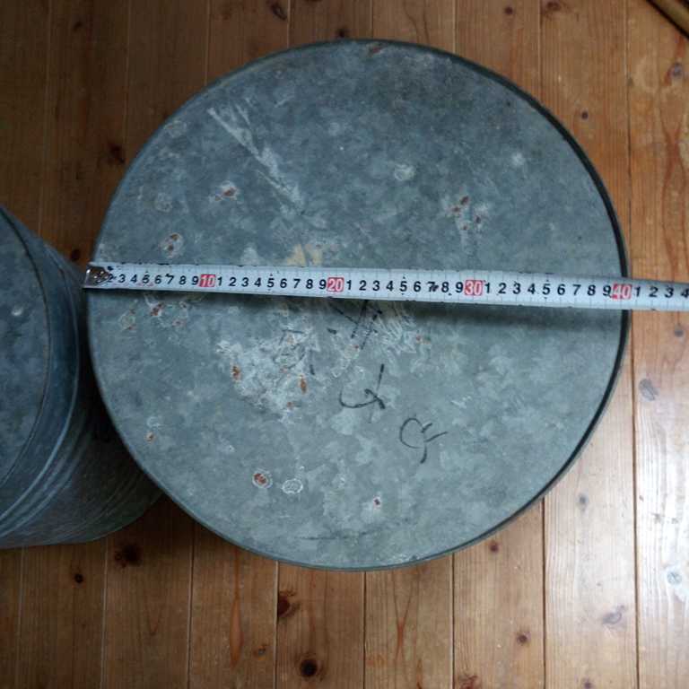 ブリキ缶　2個セット　②　サビ少ない　凹み　　収納　スタッキング　アンティーク_4